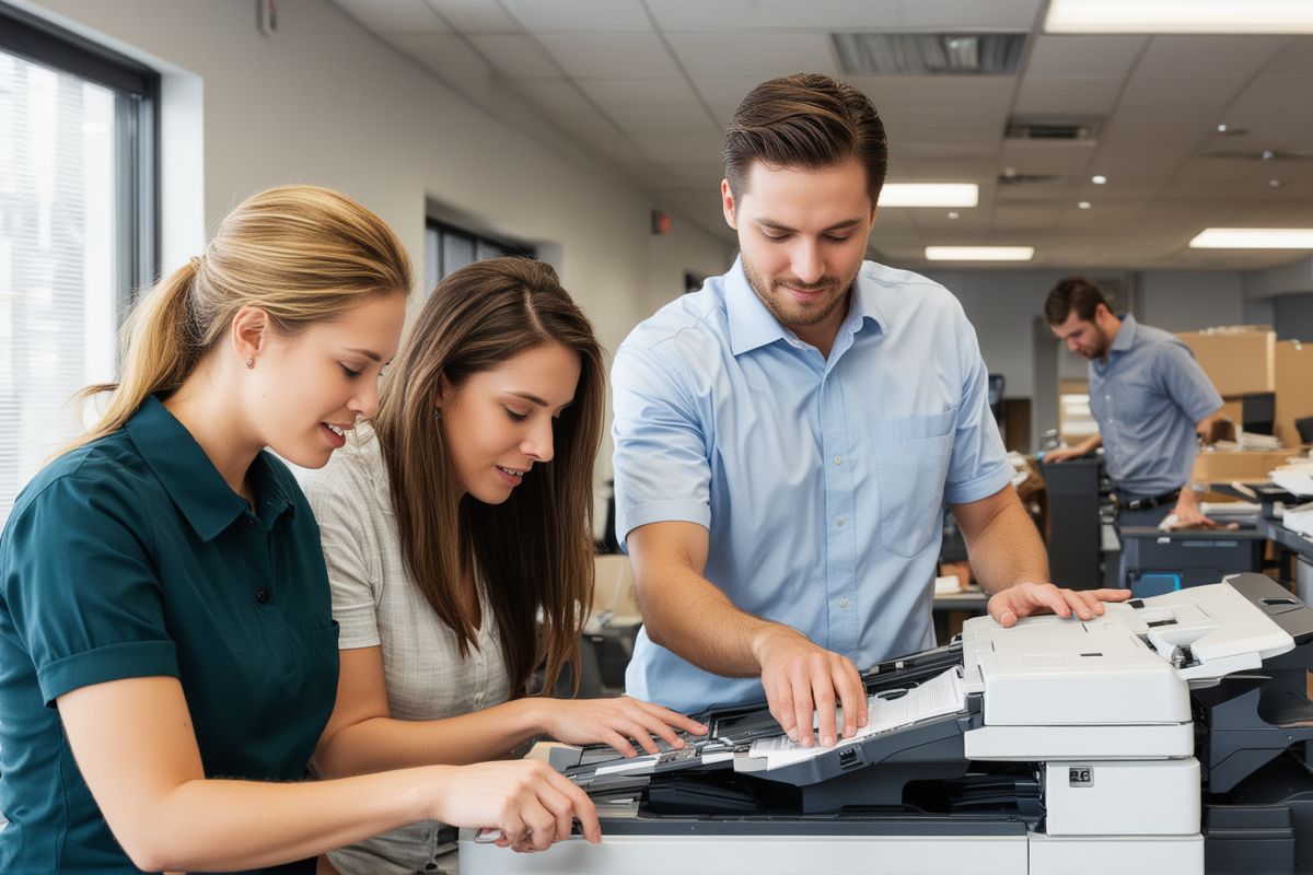 Salt Lake Office Products team working on copier maintenance