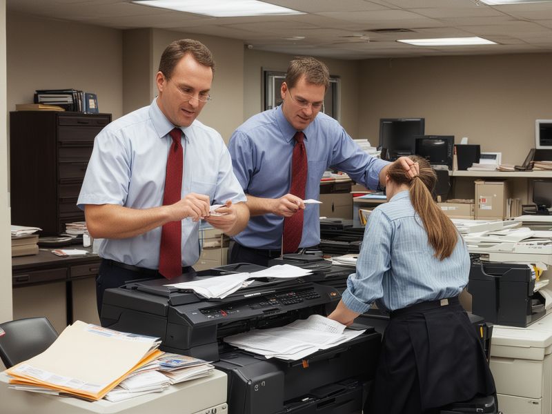 Salt Lake Office Products team working on copier maintenance