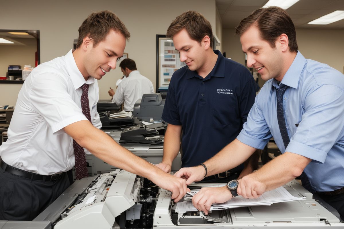 Salt Lake Office Products team working on copier repair