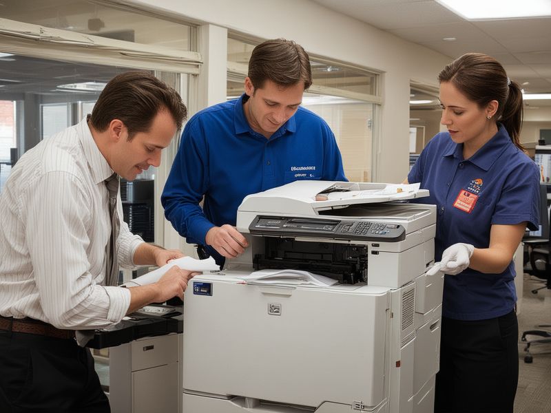Salt Lake Office Products team working on copier maintenance
